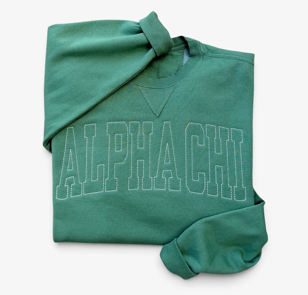 Alpha Chi Omega Stitched Green Sweatshirt