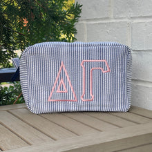 Delta Gamma Navy Seersucker Cosmetic Bag