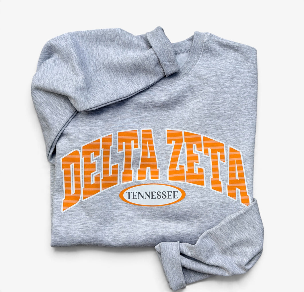 Delta Zeta Tennessee Tonal Stripe Sweatshirt