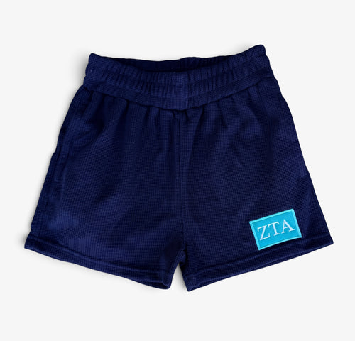 Zeta Tau Alpha Navy Waffle Shorts