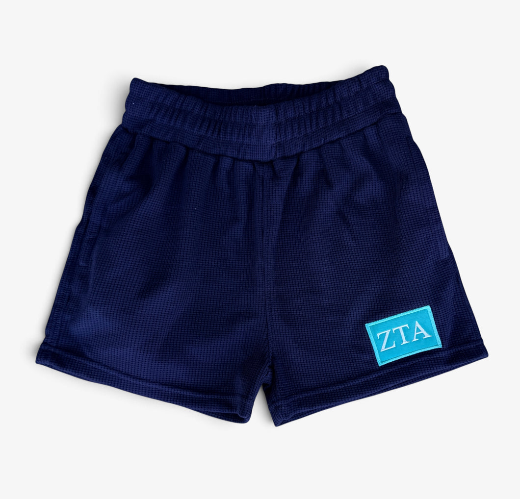 Zeta Tau Alpha Navy Waffle Shorts