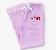 Alpha Omicron Pi Pink Seersucker Pajama Pants