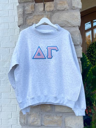 Delta Gamma Stitched Letter Mock Neck Sweatshirt