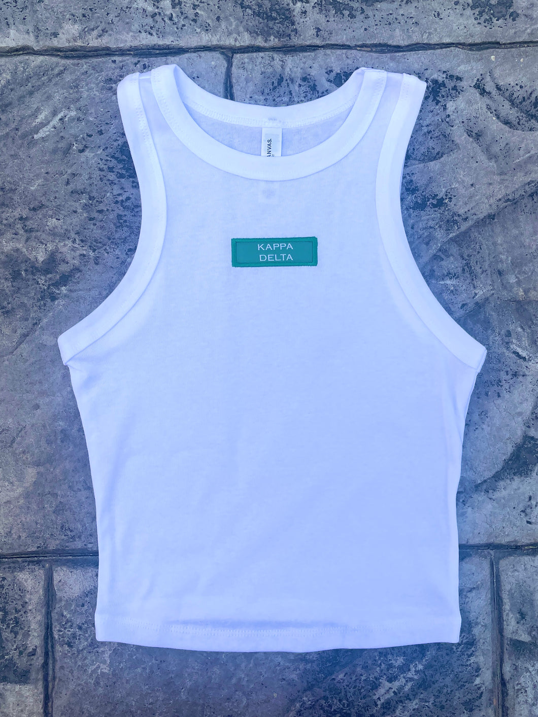Kappa Delta Woven Patch Crop Tank