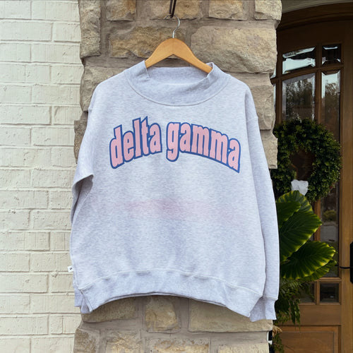 Delta Gamma Raw Edge Mock Neck Sweatshirt