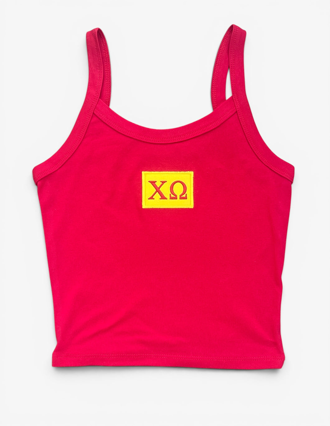 Chi Omega Yellow Patch Crop Tank
