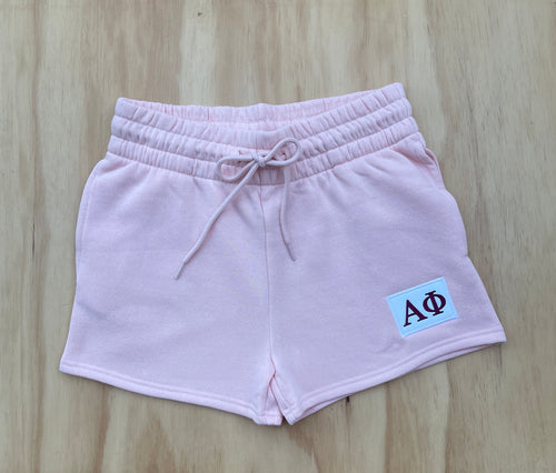 Alpha Phi Patch Pink Sweat Shorts