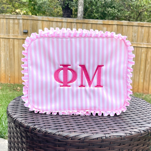 Phi Mu Pink Ruffle Cosmetic bag