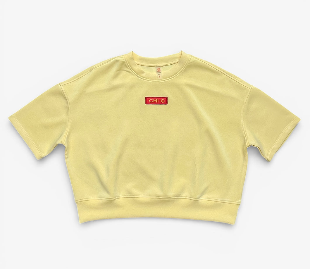 Chi Omega Patch Yellow Scuba Fabric Top