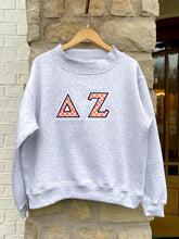 Delta Zeta Orange/Navy Stitched Letter Mock Neck Sweatshirt