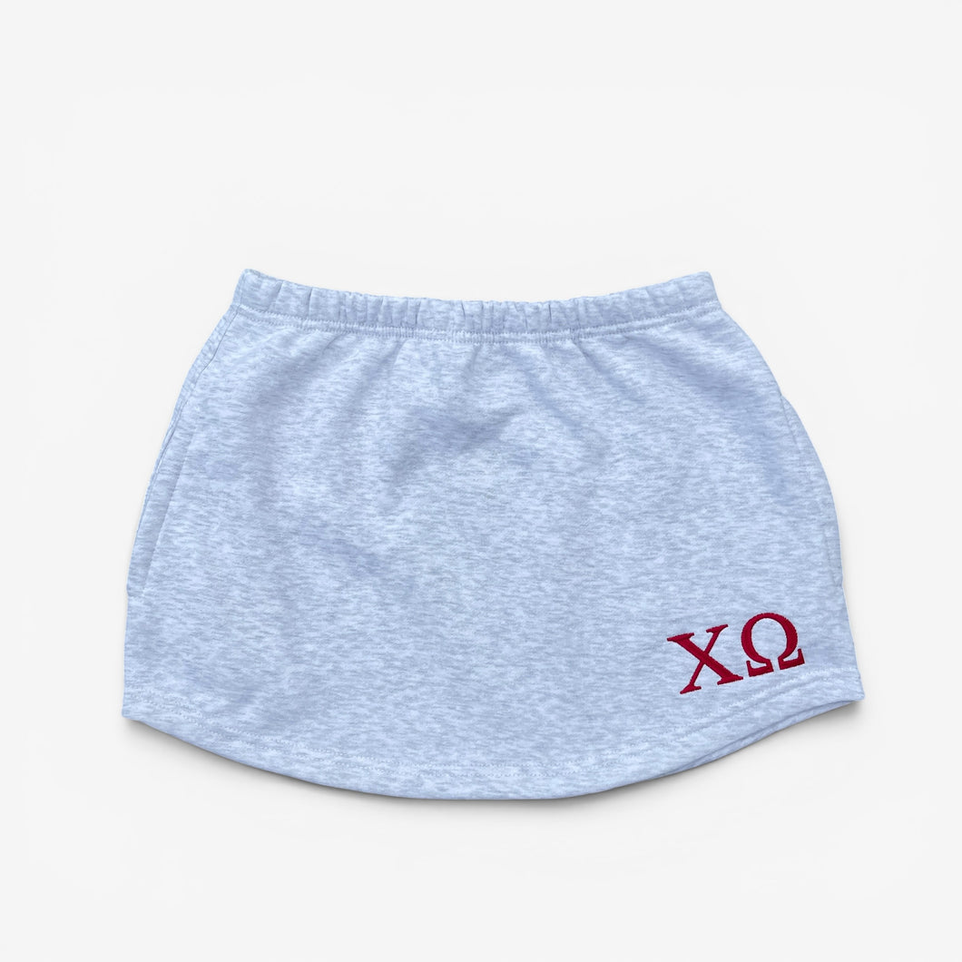 Chi Omega Grey Sweat Skirt