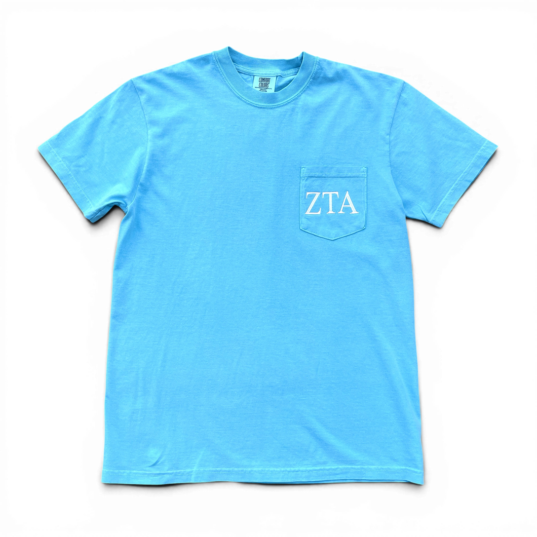 Zeta Tau Alpha Aqua Pocket Tee
