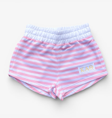 Theta Pink Stripe Patch Shorts