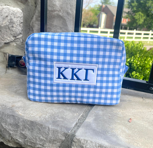 Kappa Blue Gingham Patch Cosmetic Bag