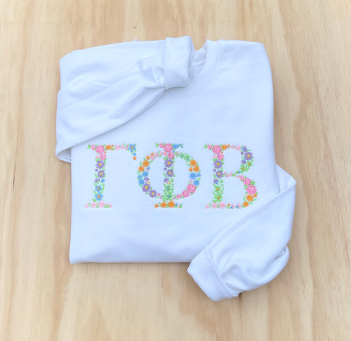 Gamma Phi Beta Floral White Sweatshirt