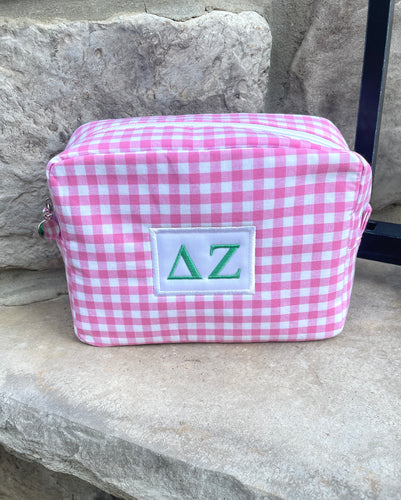 Delta Zeta Pink Gingham Cosmetic