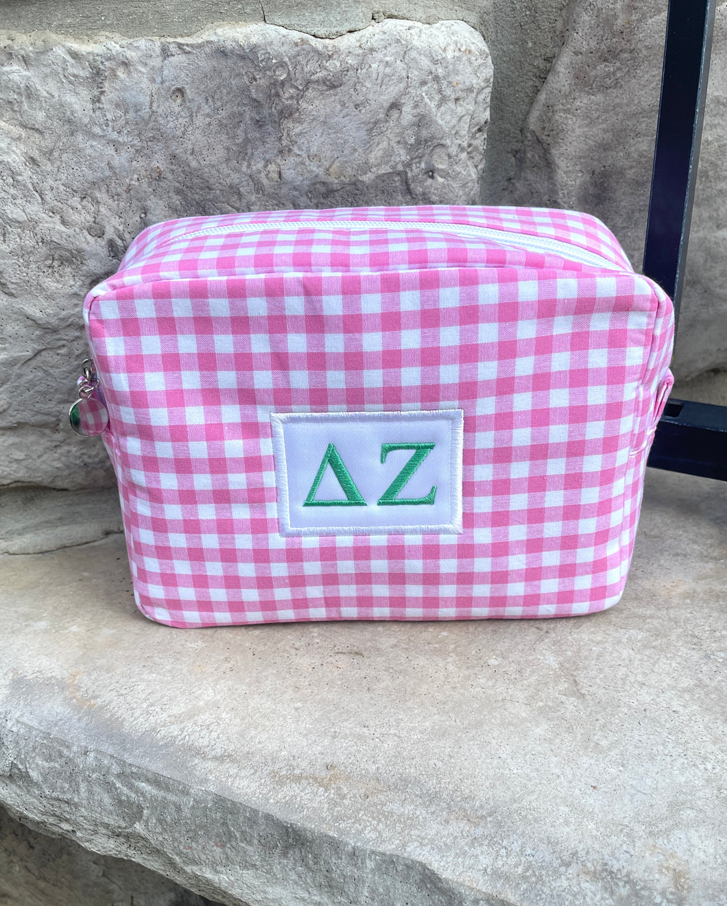 Delta Zeta Pink Gingham Cosmetic