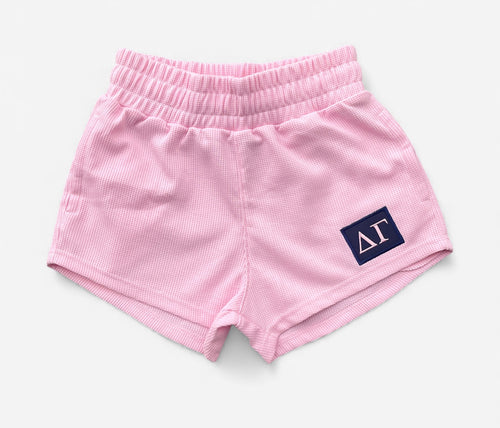 New! Delta Gamma Thermal Waffle Patch Pink Shorts