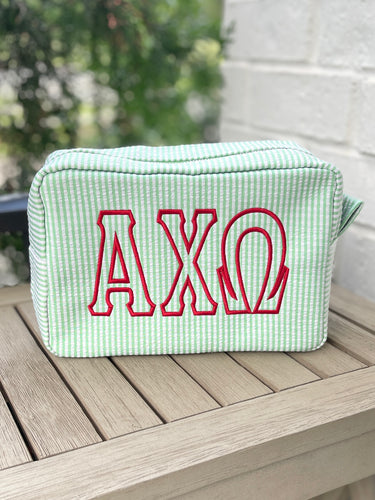 Alpha Chi Omega Green Cosmetic Bag