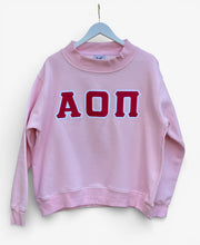 Alpha O  Letter Pink Mock Neck Sweatshirt