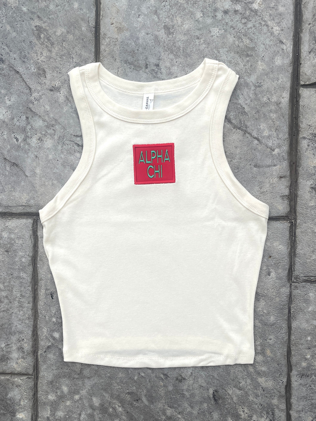 Alpha Chi Patch Cream Crop Tank