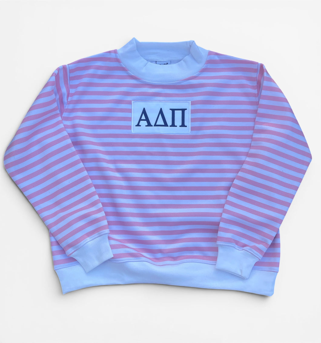 Alpha Delta Pi Pink Stripe Mock Neck Sweatshirt