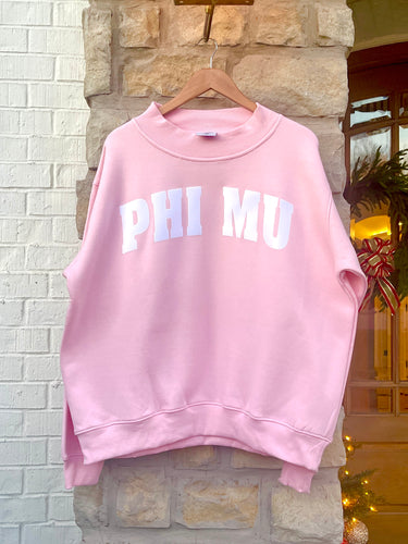 Phi Mu Pink Mock Neck Sweatshirt