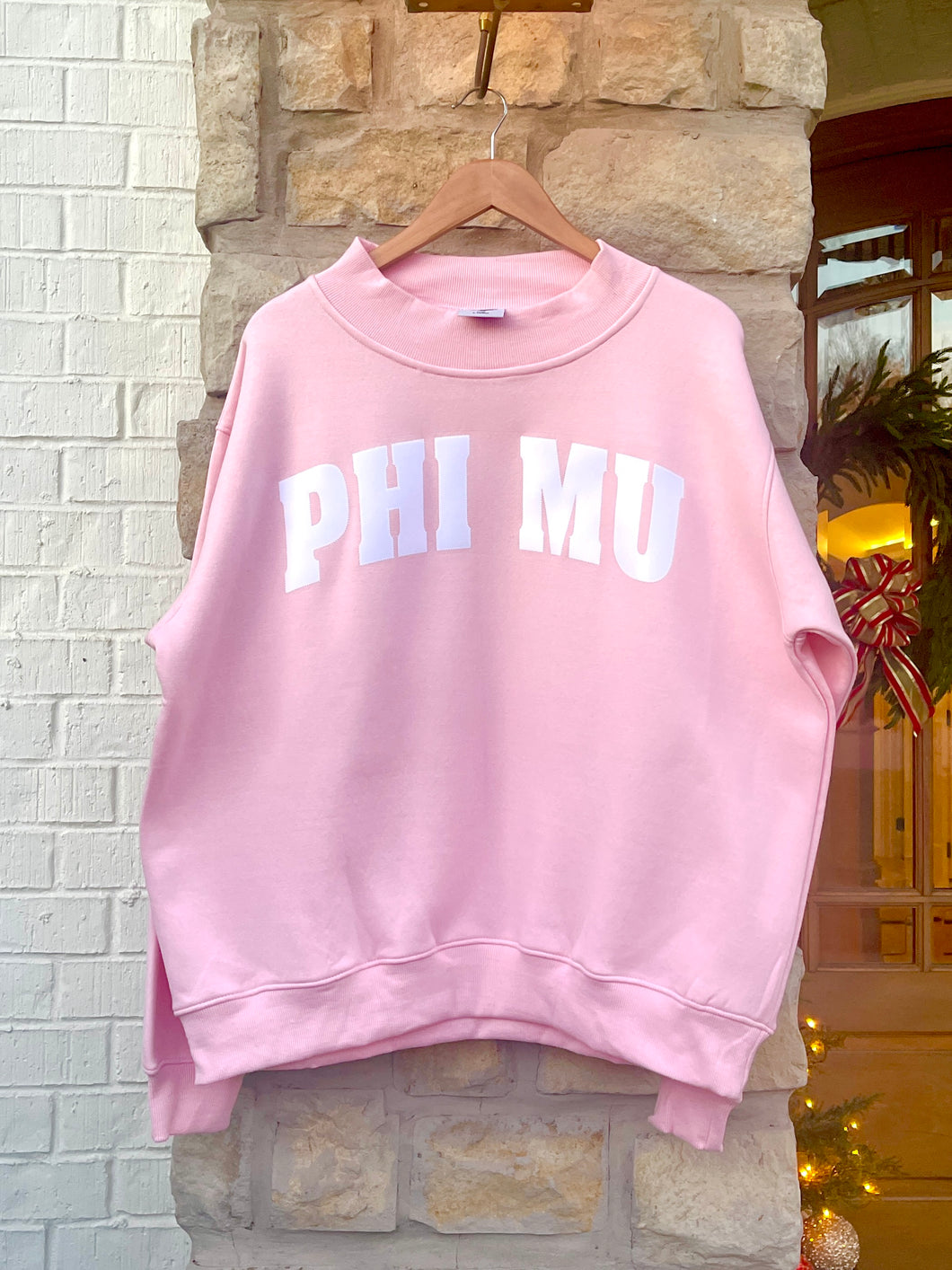 Phi Mu Pink Mock Neck Sweatshirt