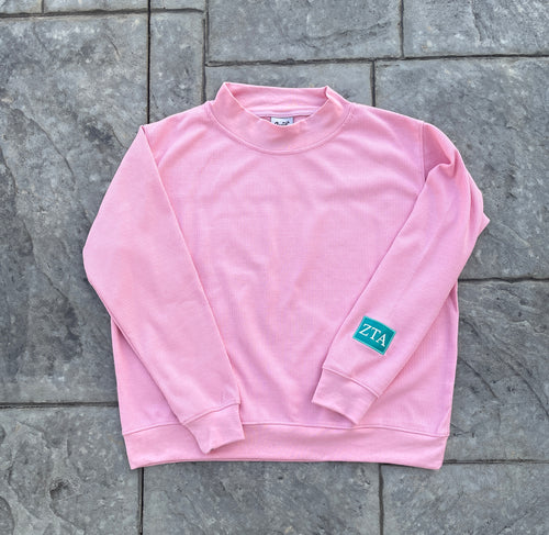 ZTA  Pink Waffle Mock Neck