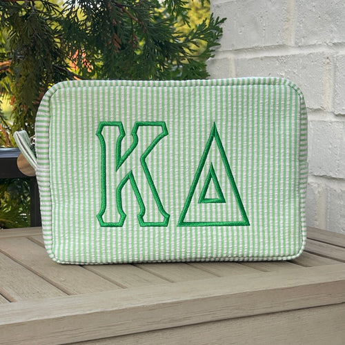 Kappa Delta Green Stripe Cosmetic Bag