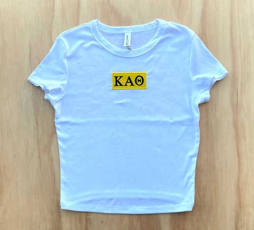 Theta Patch White Babydoll tee