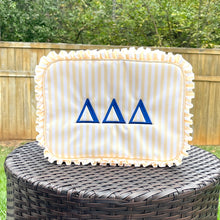 Tri Delta Yellow Stripe Ruffle Cosmetic Bag