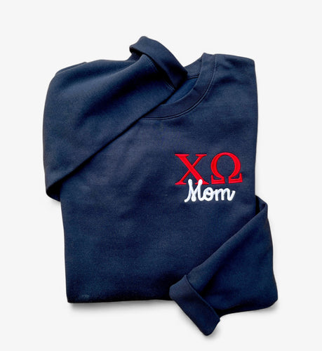 Chi Omega Mom Navy Sweatshirt