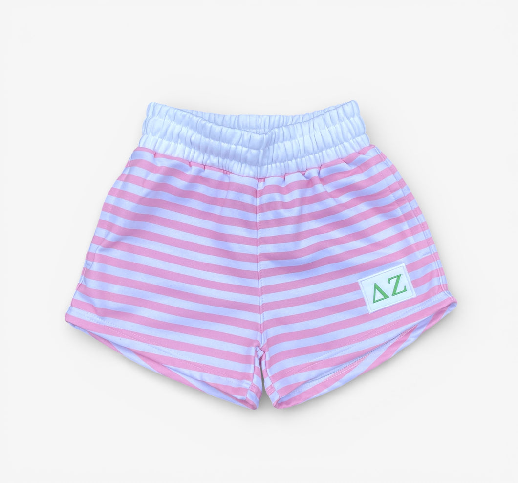 Delta Zeta Patch Stripe Shorts