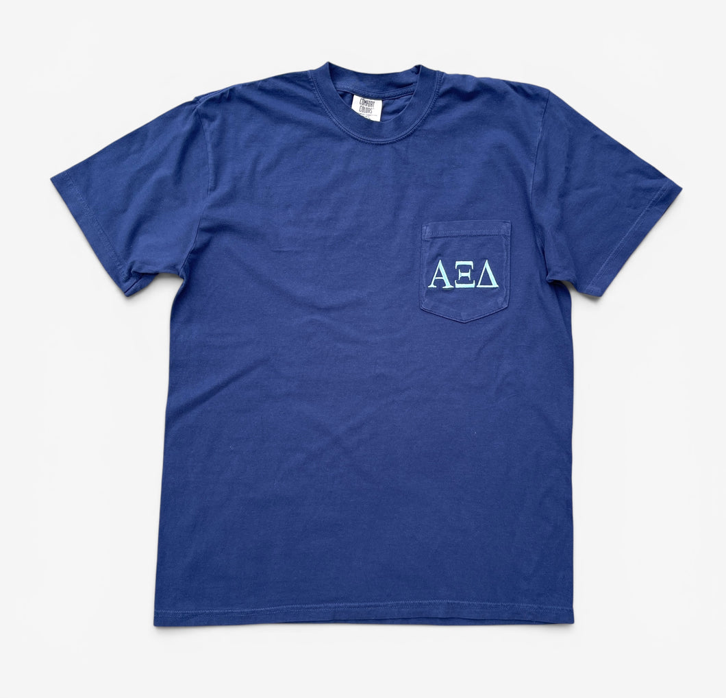 Alpha Xi Delta Navy Pocket Tee