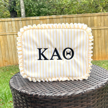 Theta Yellow Stripe Ruffle Cosmetic Bag