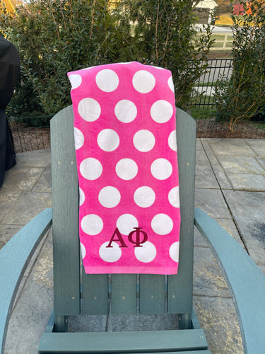 Alpha Phi Beach Towel - Hot Pink Dot