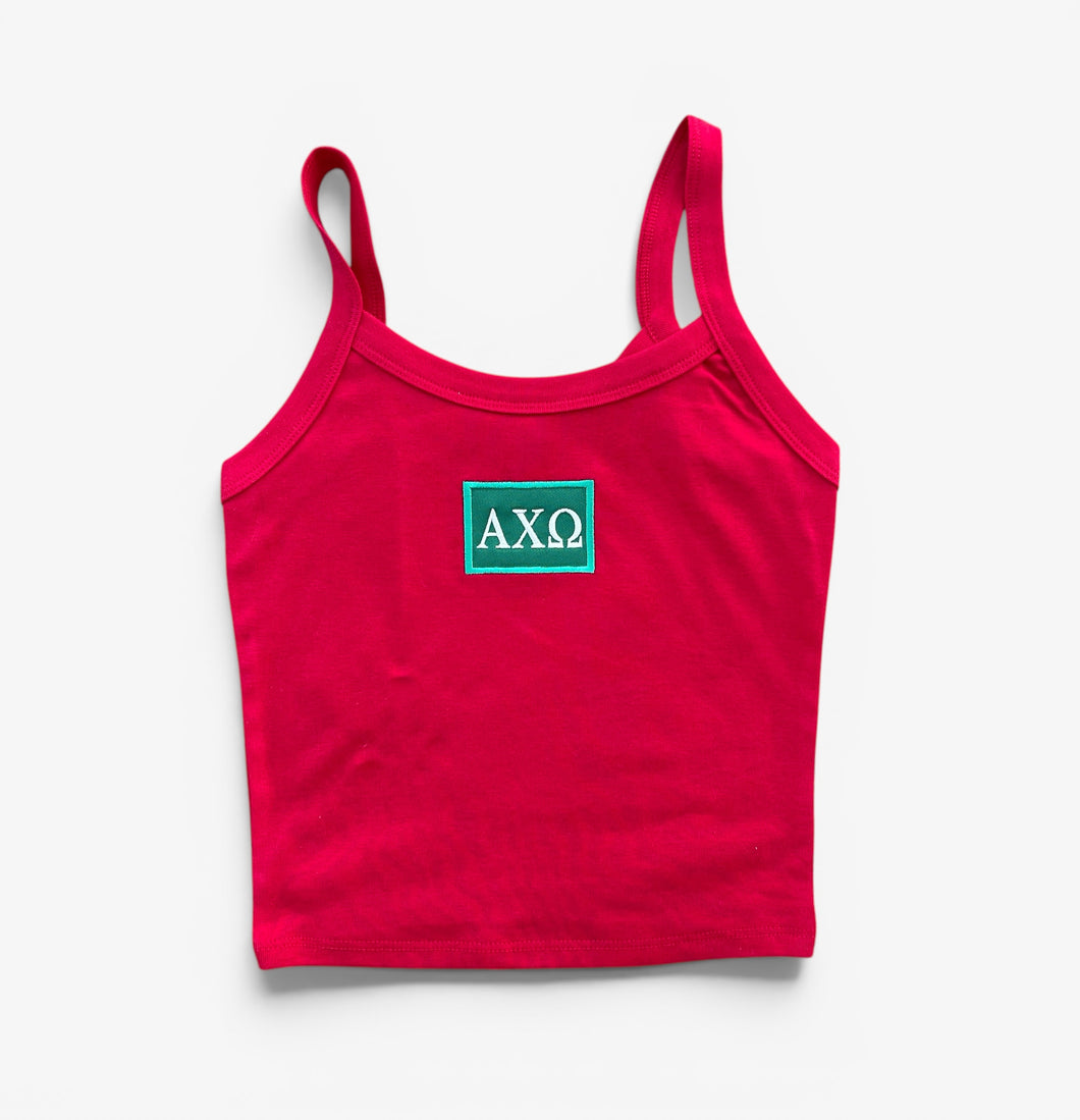 Alpha Chi Patch Red Crop Tank