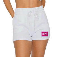 Phi Mu Patch White Shorts