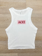AOPi Seersucker Patch Crop Tank