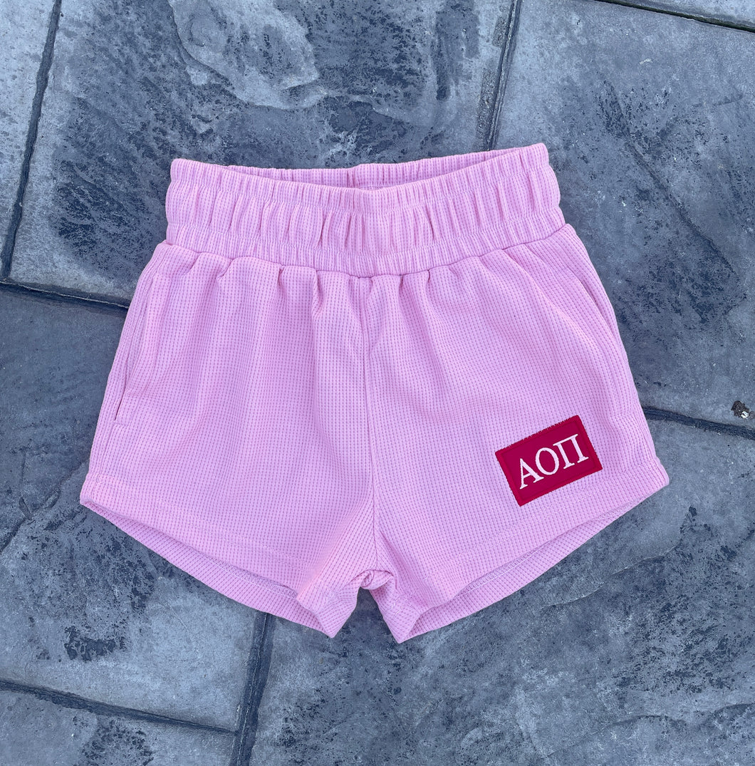 Alpha Omicron Pi Thermal Pink Patch Shorts