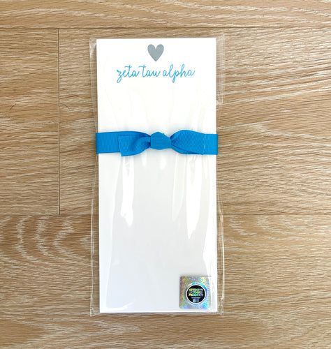 Zeta Tau Alpha Skinny Notepad