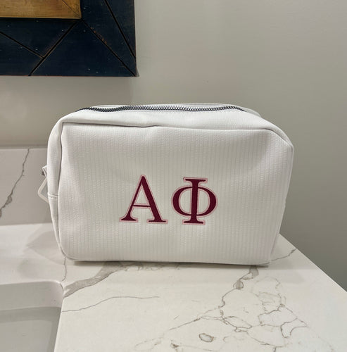 Alpha Phi White Cosmetic Bag