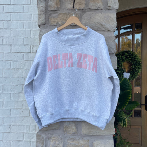 Delta Zeta Reversible Grey Mock Neck Sweatshirt