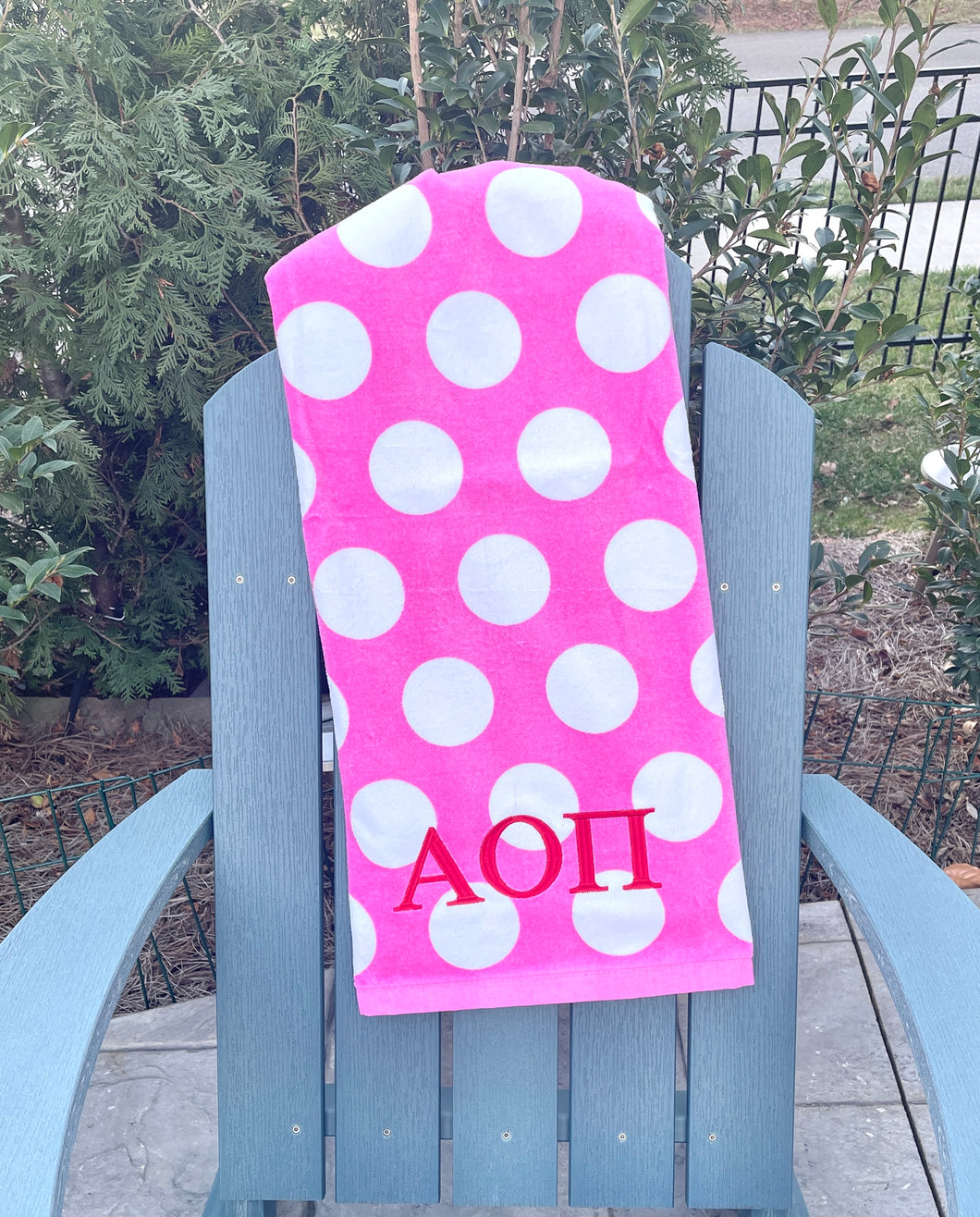 Alpha Omicron Pi Polka Dot Beach Towel