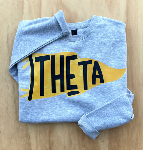 Theta Pennant Flag Grey Sweatshirt