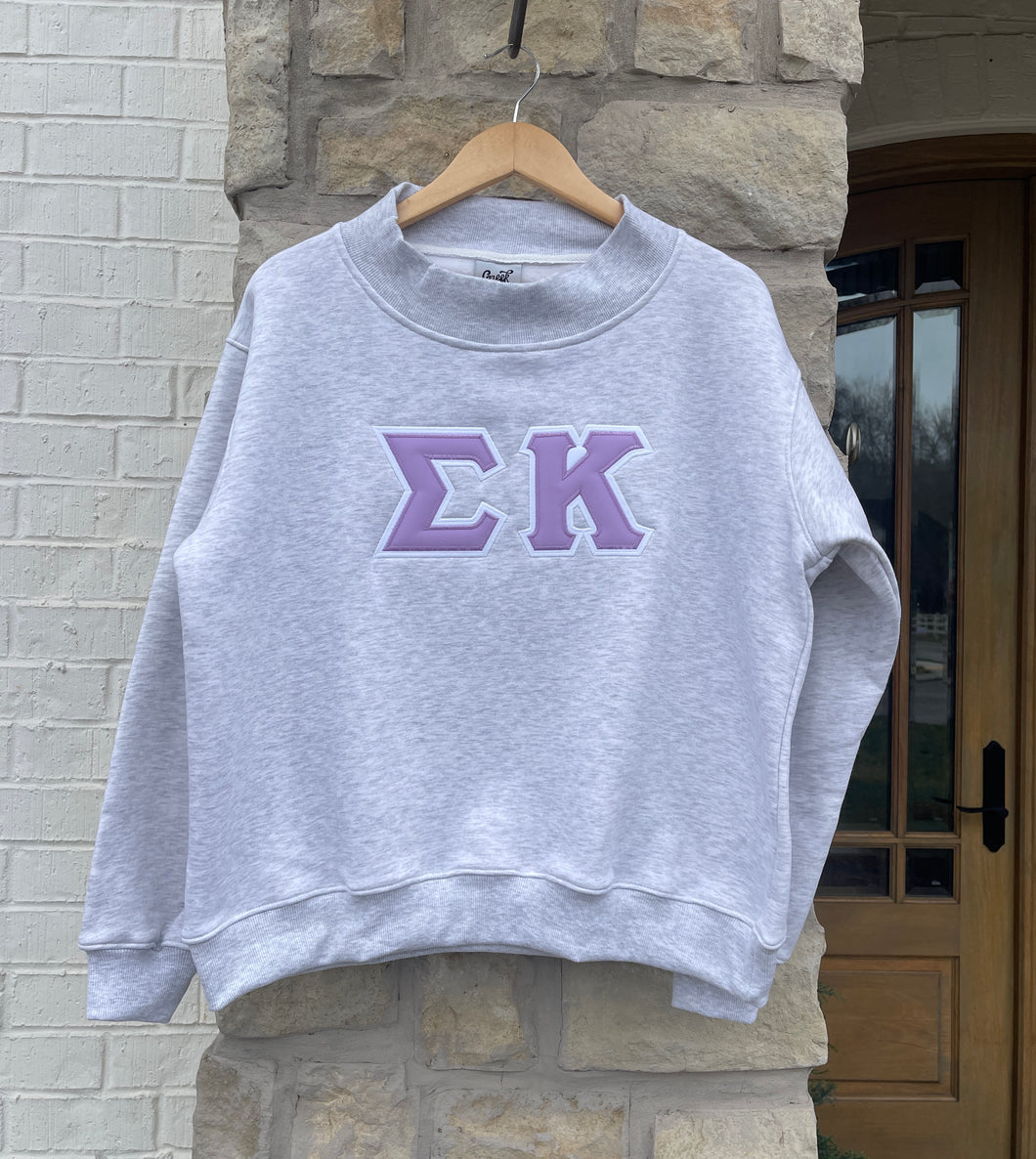 Sigma Kappa Stitched Letter Mock Neck Sweatshirt