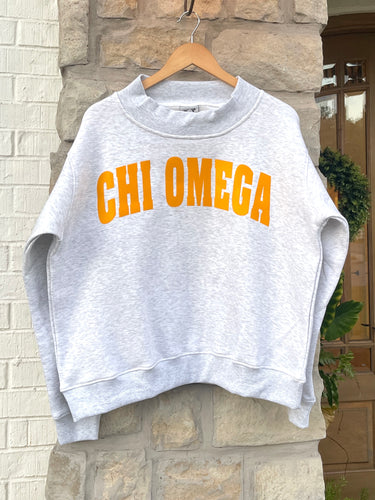 Chi Omega Grey Mock Neck Sweatshirt