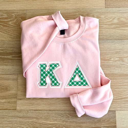 Kappa Delta Gingham Letter Pink Sweatshirt