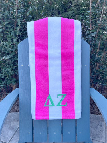 Delta Zeta Beach Towel - Pink Stripe
